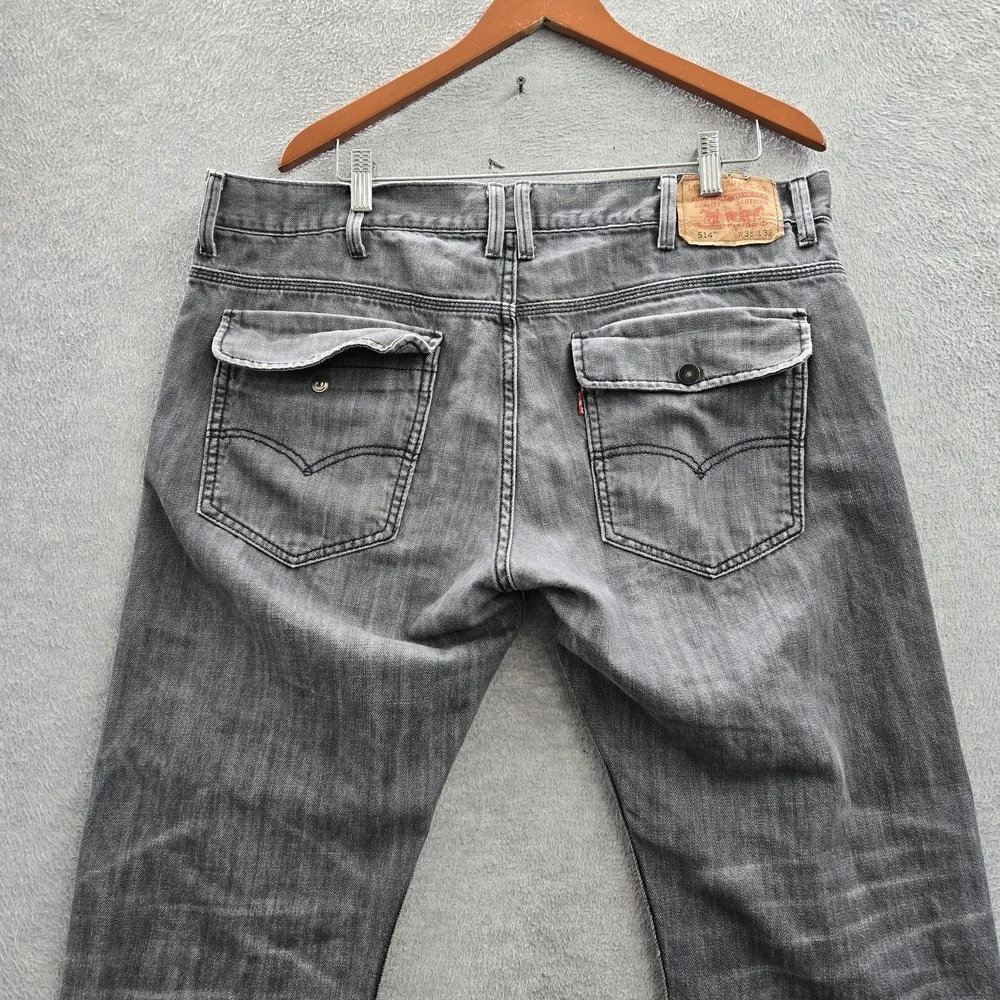 Levi's 514 Men Jeans 38X32 Gray Denim Slim Straight 30